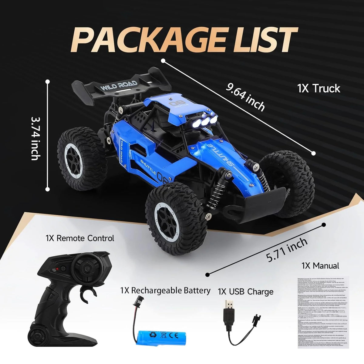 RC Monster Truck 1:16 with LED Lights