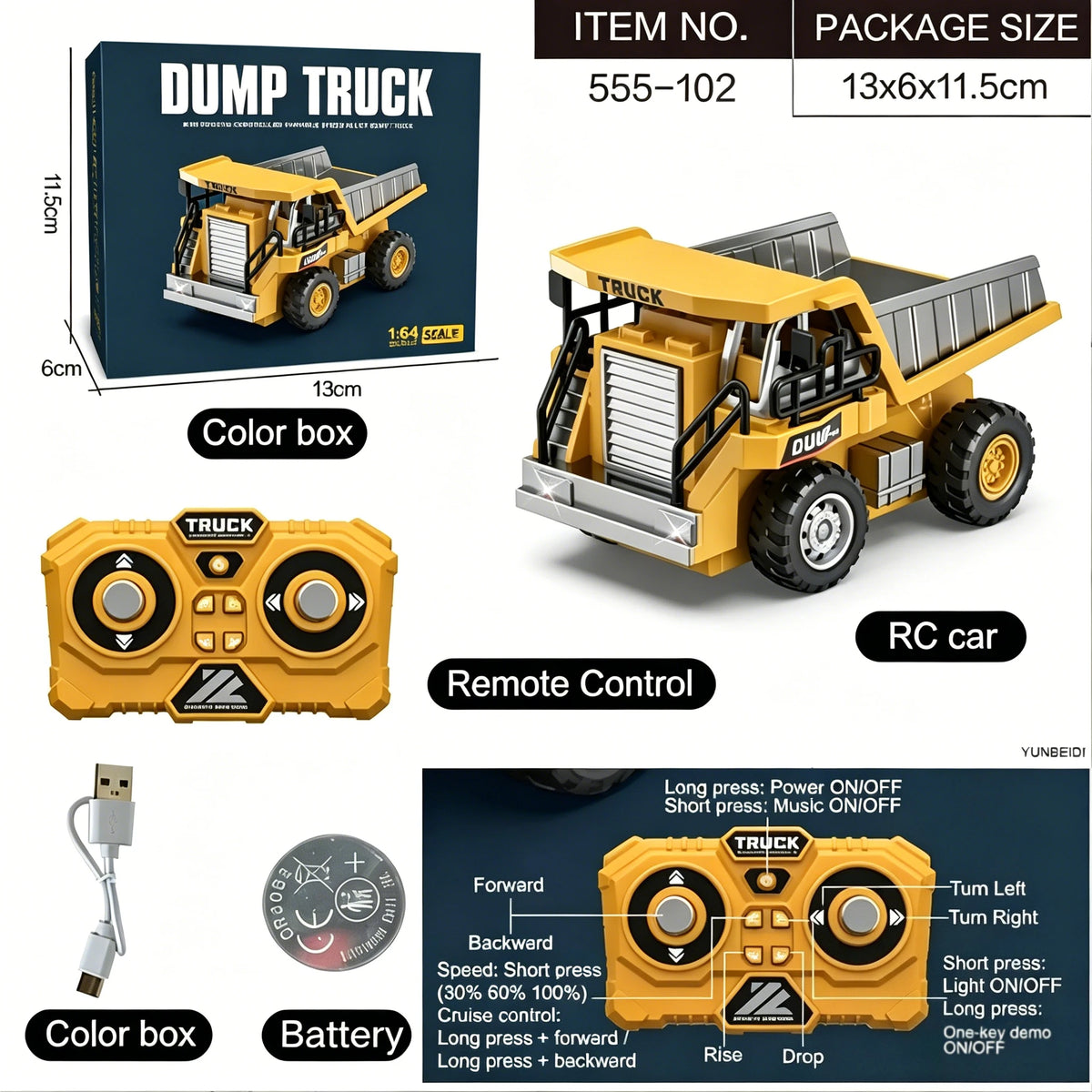 Mini RC Construction Vehicles 1:64