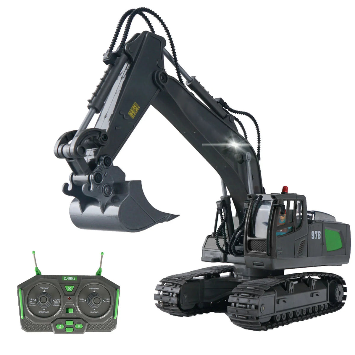 11-Channel RC Excavator 1:20 with Lights and Sound