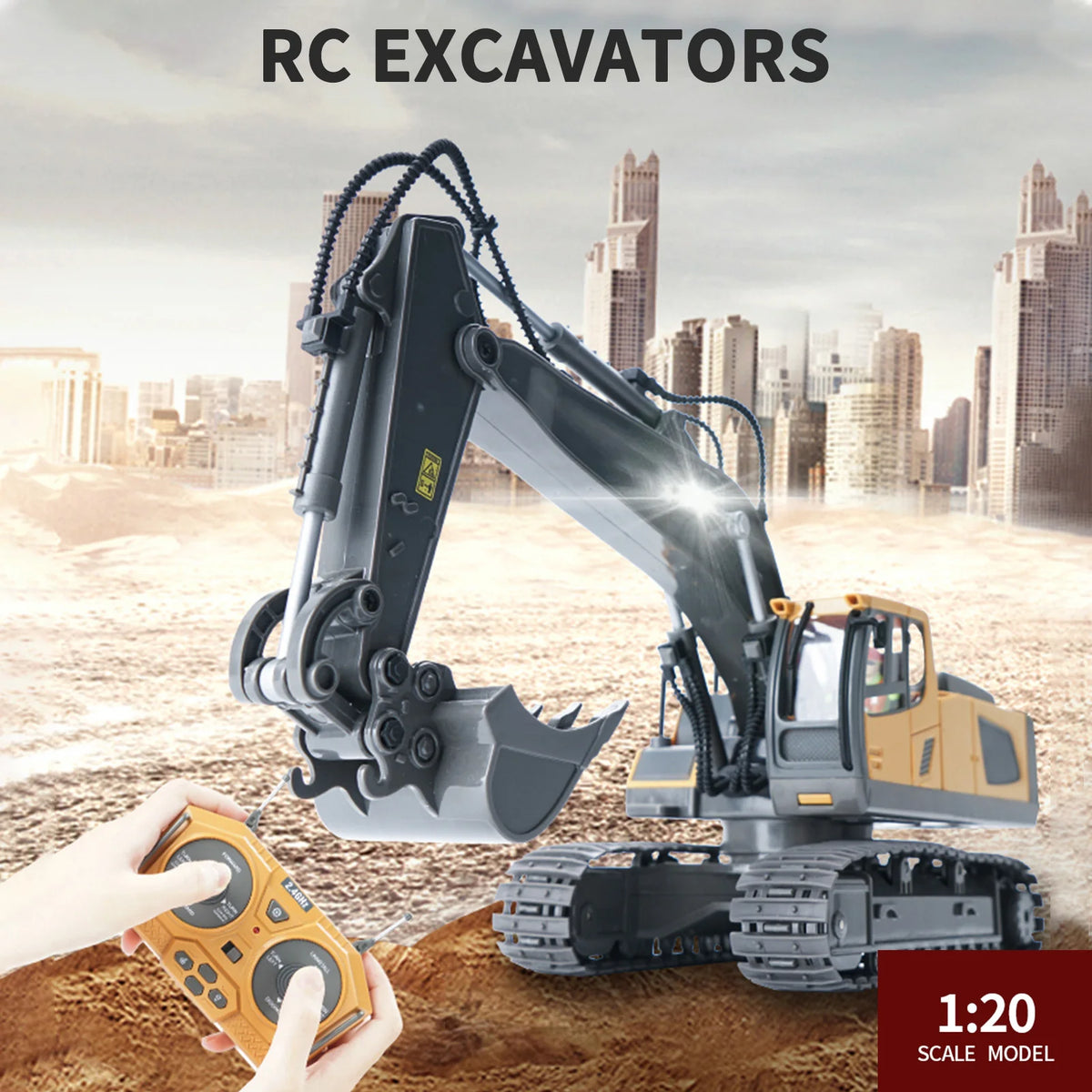 11-Channel RC Excavator 1:20 with Lights and Sound